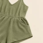 Women's V-Neck Romper Jumpsuit Shorts with Pockets