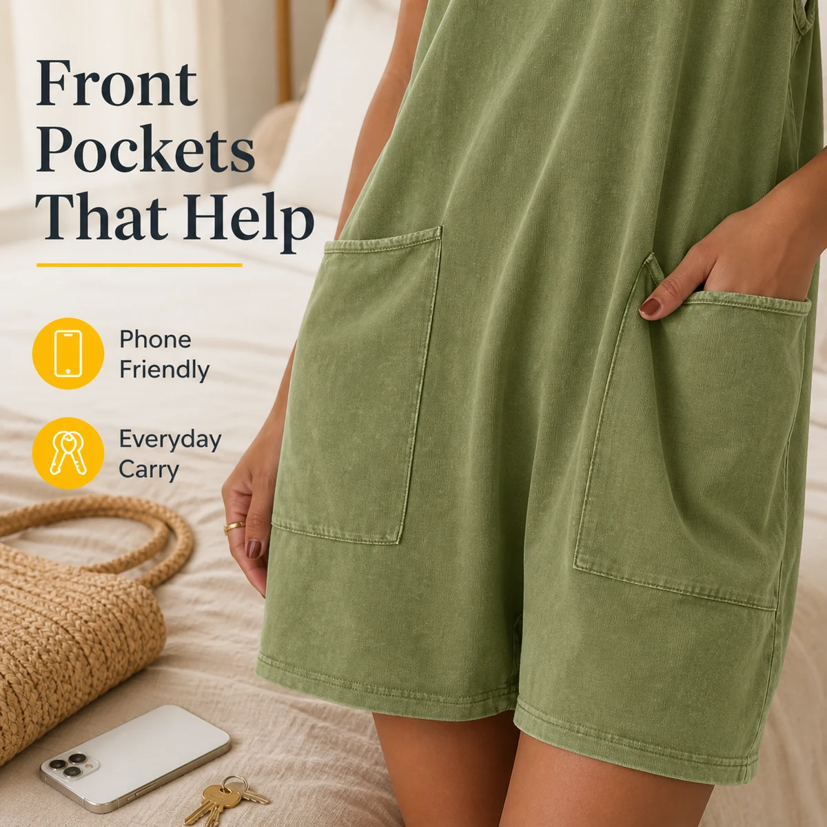 Size or use detail for Women's V-Neck Romper Jumpsuit Shorts with Pockets
