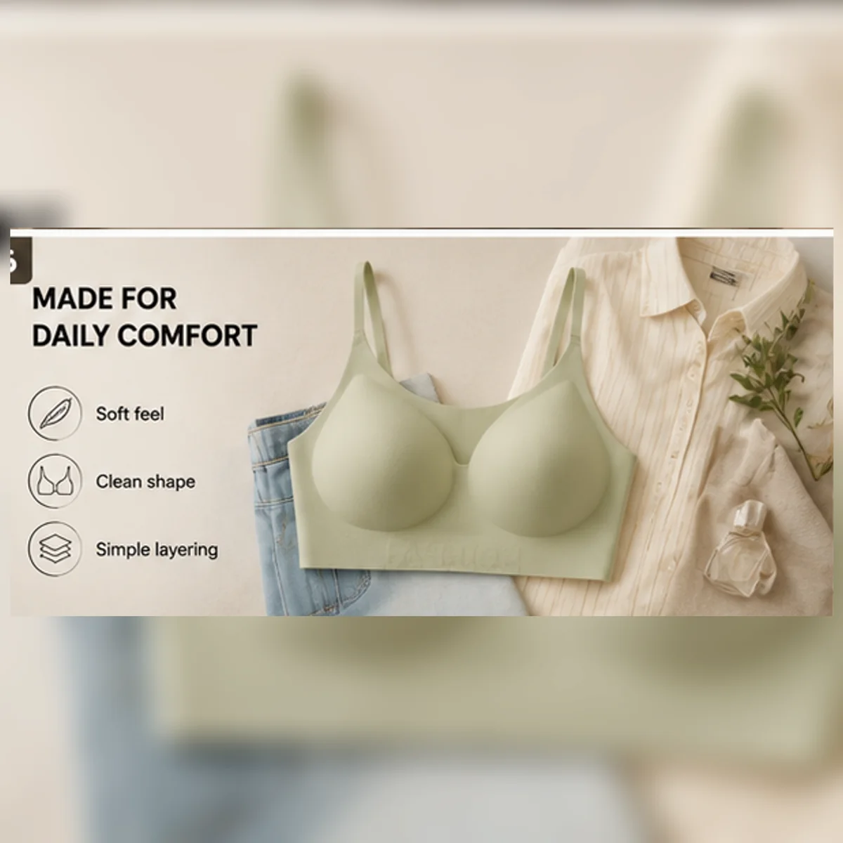 Detail image for Women's Wire-Free Smooth Cup Bra for Daily Comfort
