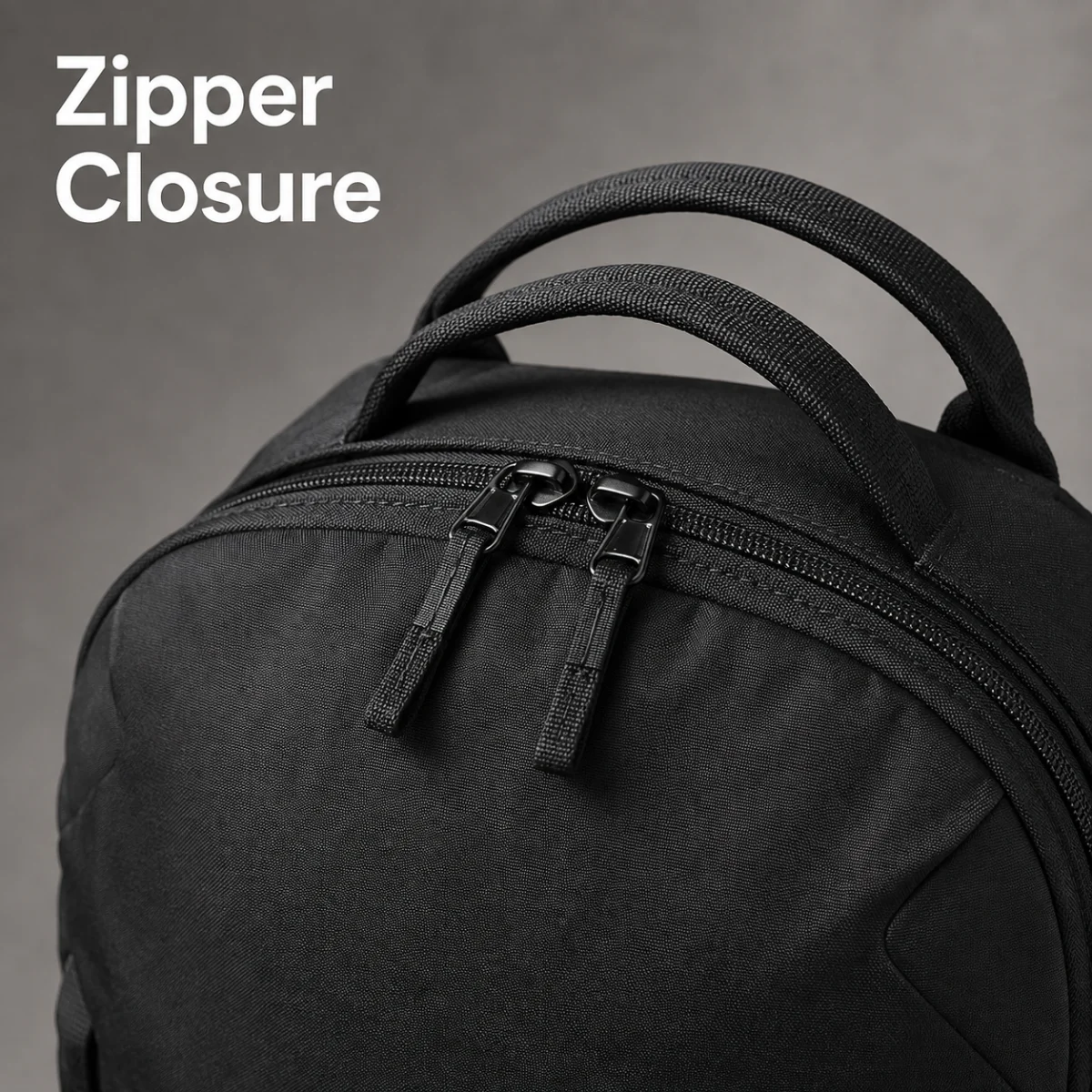 Detalhe de fechamento com zíper em mochila tote feminina para laptop