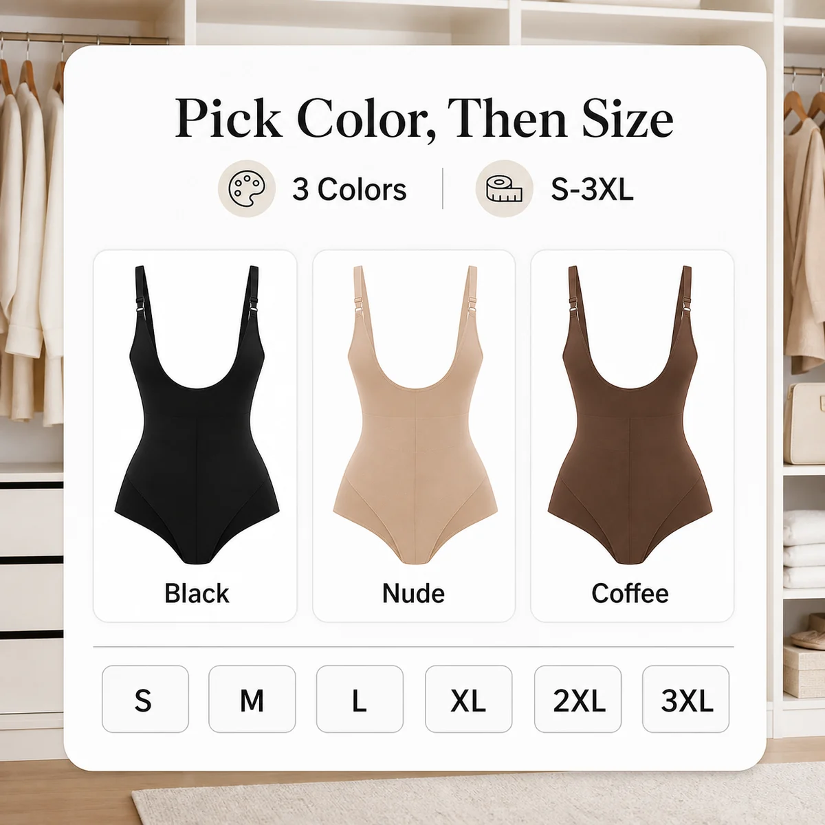 Detalle de tamaño o uso para Body shapewear sin espalda para mujer