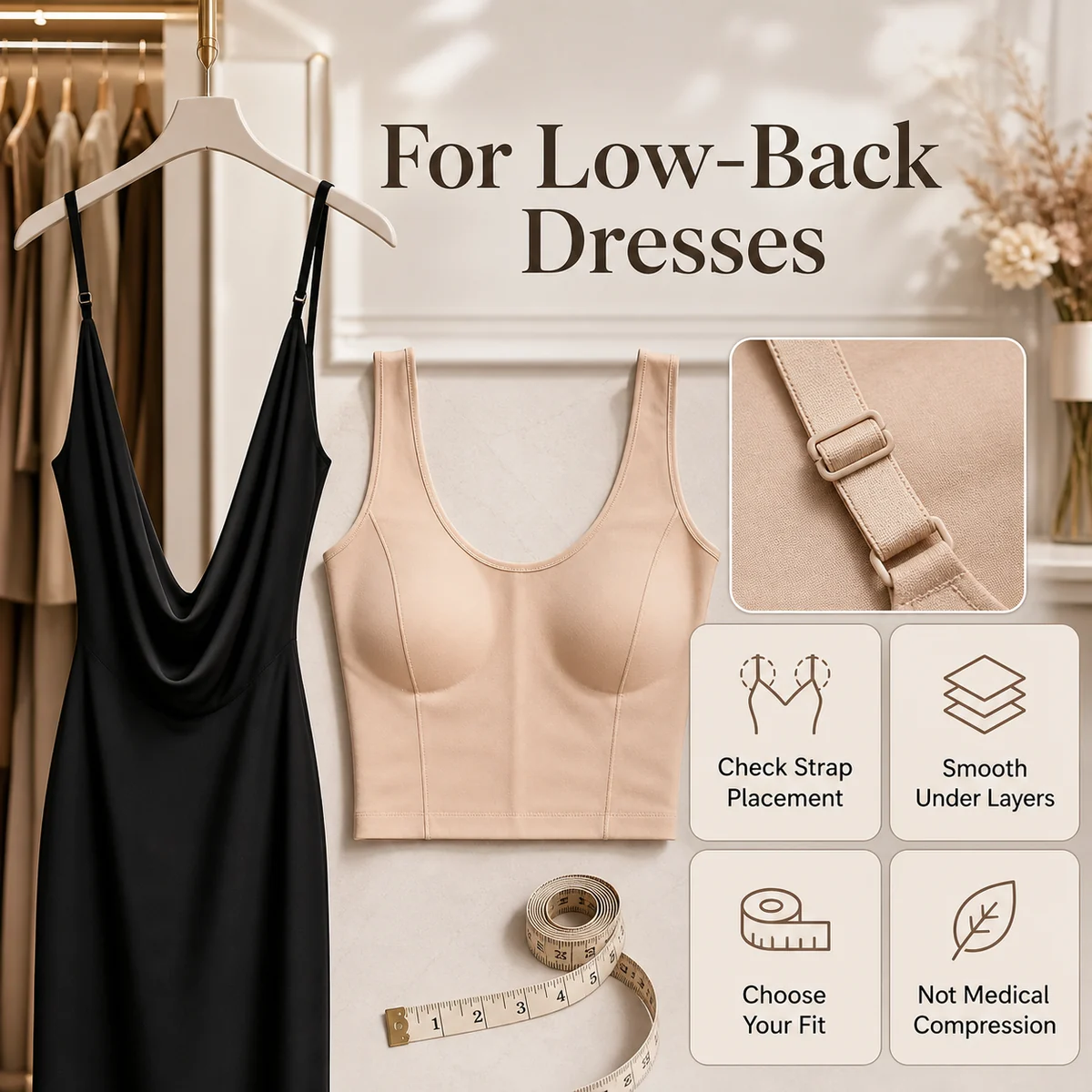 Detalle de material y estructura para Body shapewear sin espalda para mujer