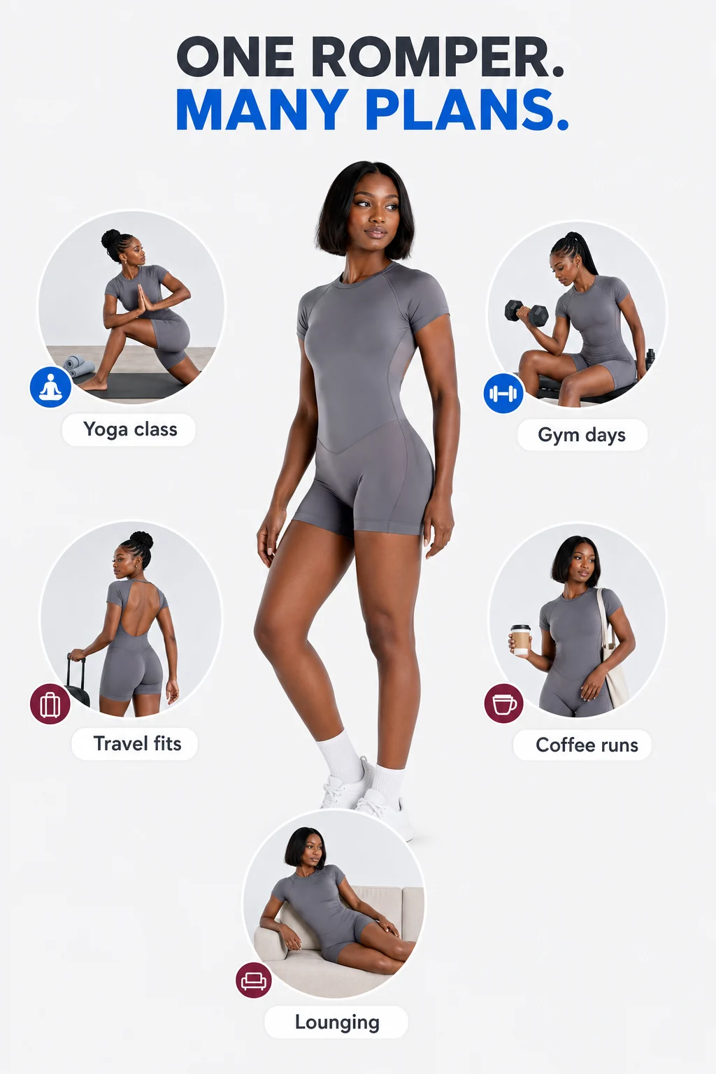 Women's Backless Short Sleeve Yoga Romper Jumpsuit pre-purchase check
