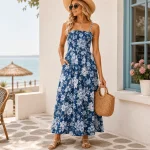 Vestito maxi boho donna con tasche per mare
