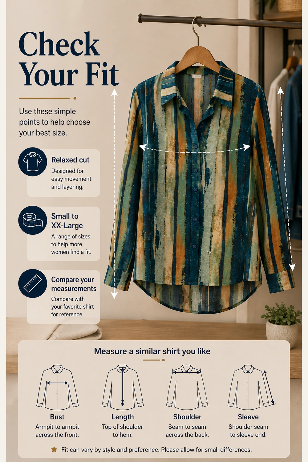 Everyday use scene for Long Sleeve Button-Down Shirt for Women with Striped Print