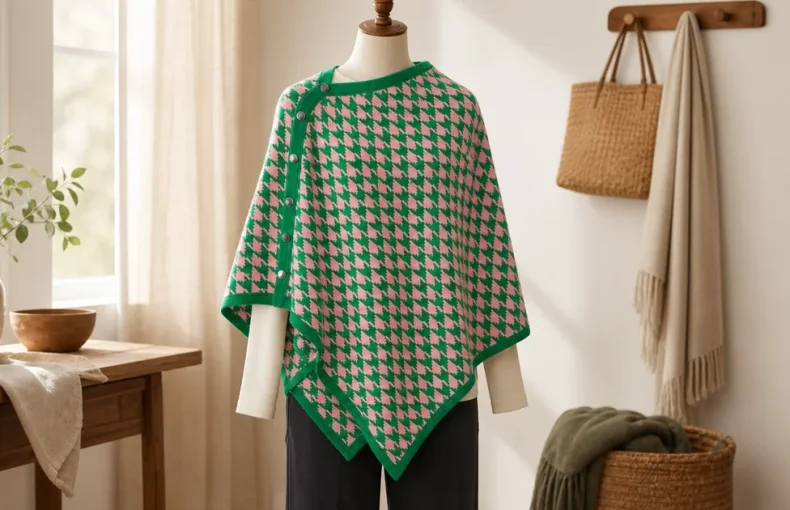 Poncho de Punto a Cuadros Mujer: Ajuste, Capas y Outfits