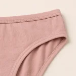 Primo piano di slip rosa con cuciture della cintura, bordi delle gambe e trama fine del tessuto