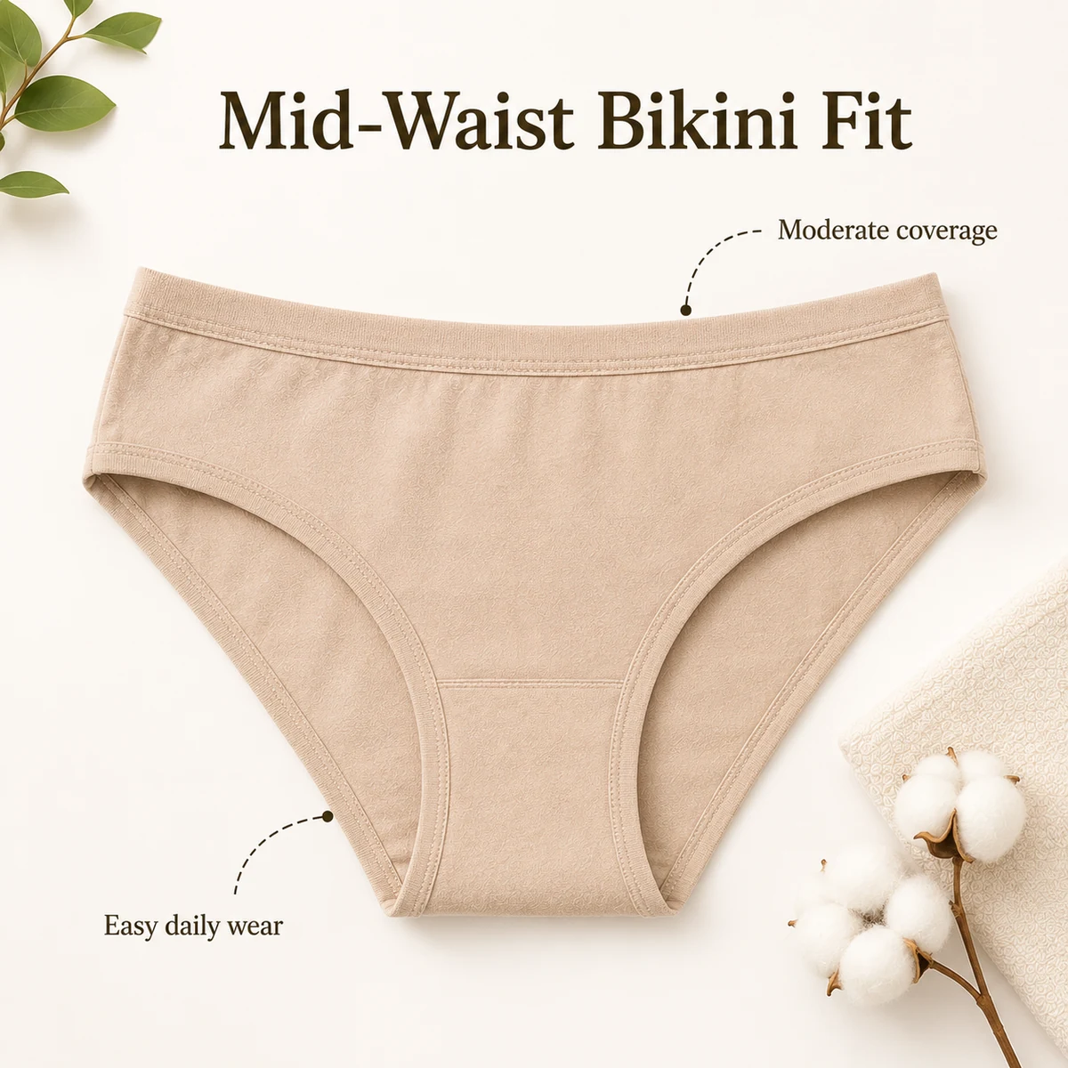 Dettaglio misura o uso per Slip bikini in cotone da donna per tutti i giorni