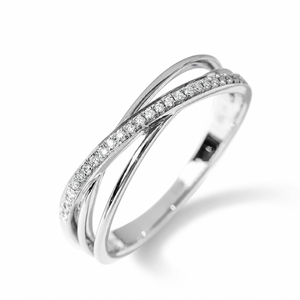 Anillo cruzado para mujer con piedras de circón