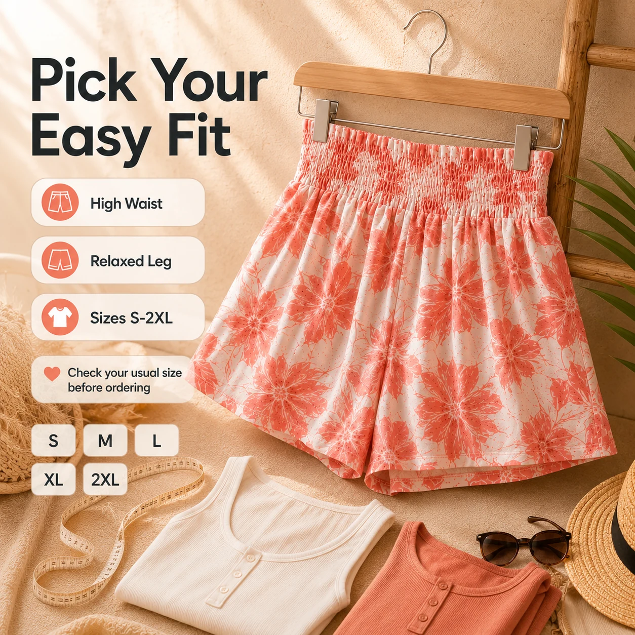 Women's flowy high waist shorts size and easy fit guide