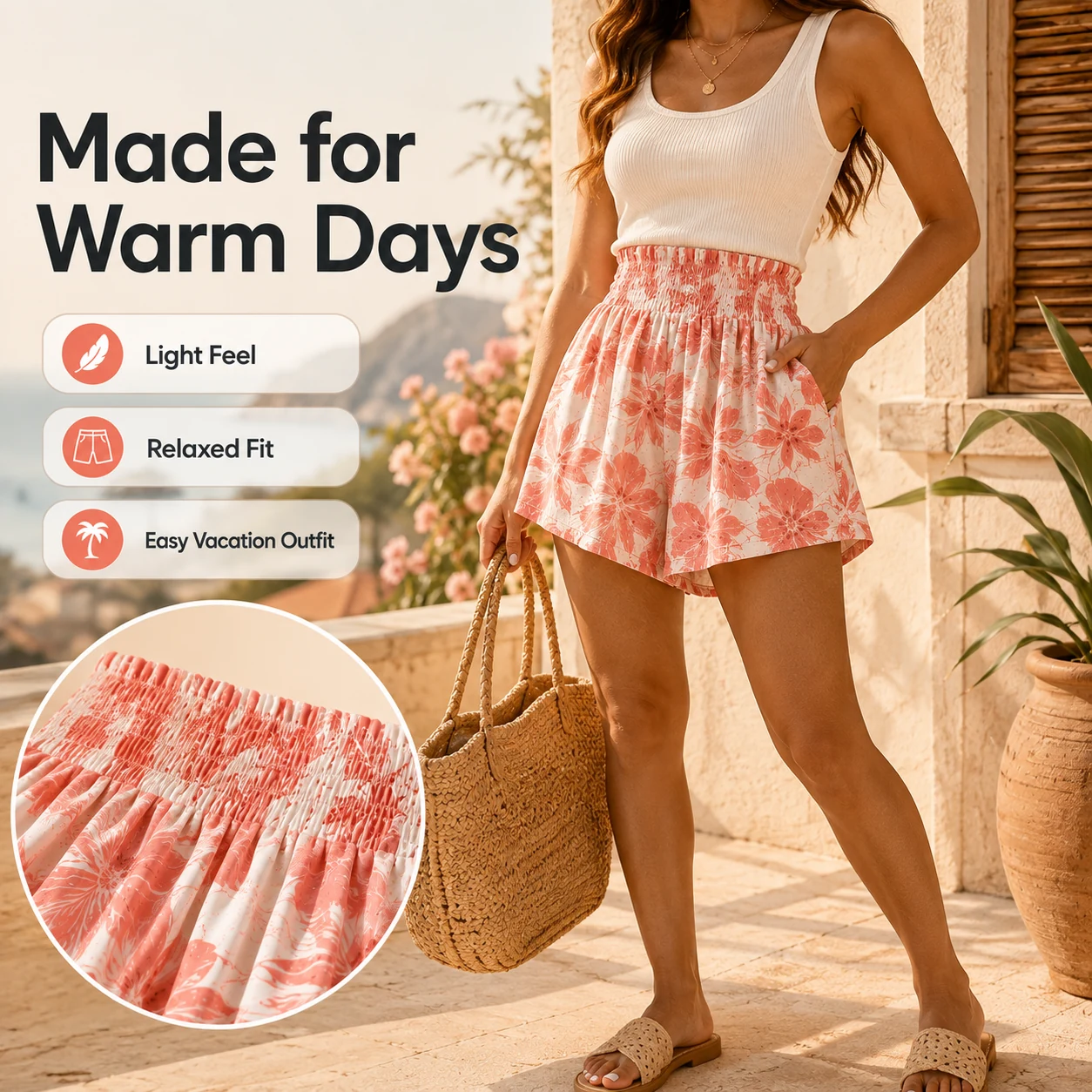 Women's flowy high waist shorts made for warm weather days