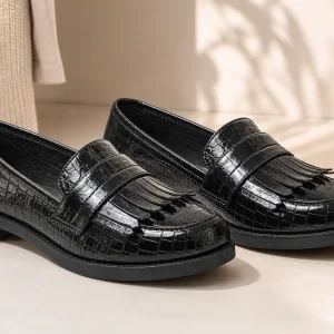 Mocassins Femme Brillants a Franges: PU, Couleurs et Taille EU36-41