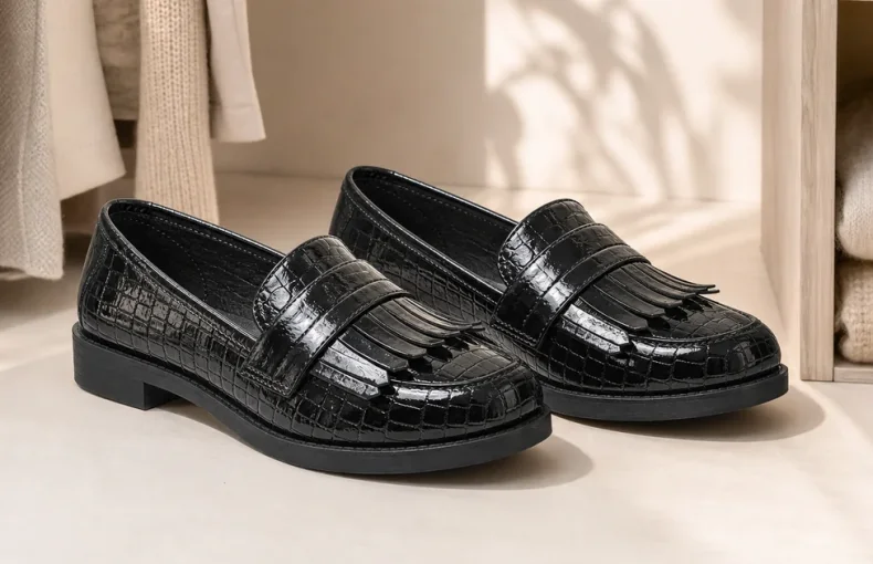 Glaenzende Damen Loafer mit Fransen: PU Details, Farben und EU36-41
