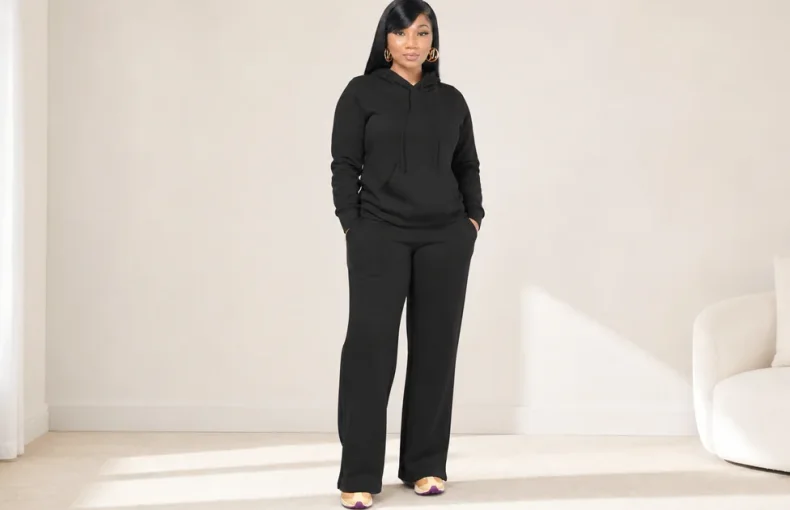 Damen Hoodie und Wide-Leg Hosen Set: Groesse, Fit und Outfit