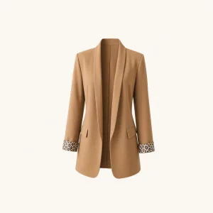 Women's Leopard Embroidered Long Blazer for Autumn Layering