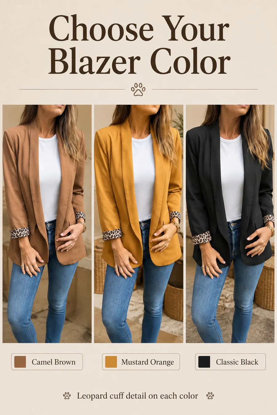Everyday use scene for Women's Leopard Embroidered Long Blazer for Autumn Layering