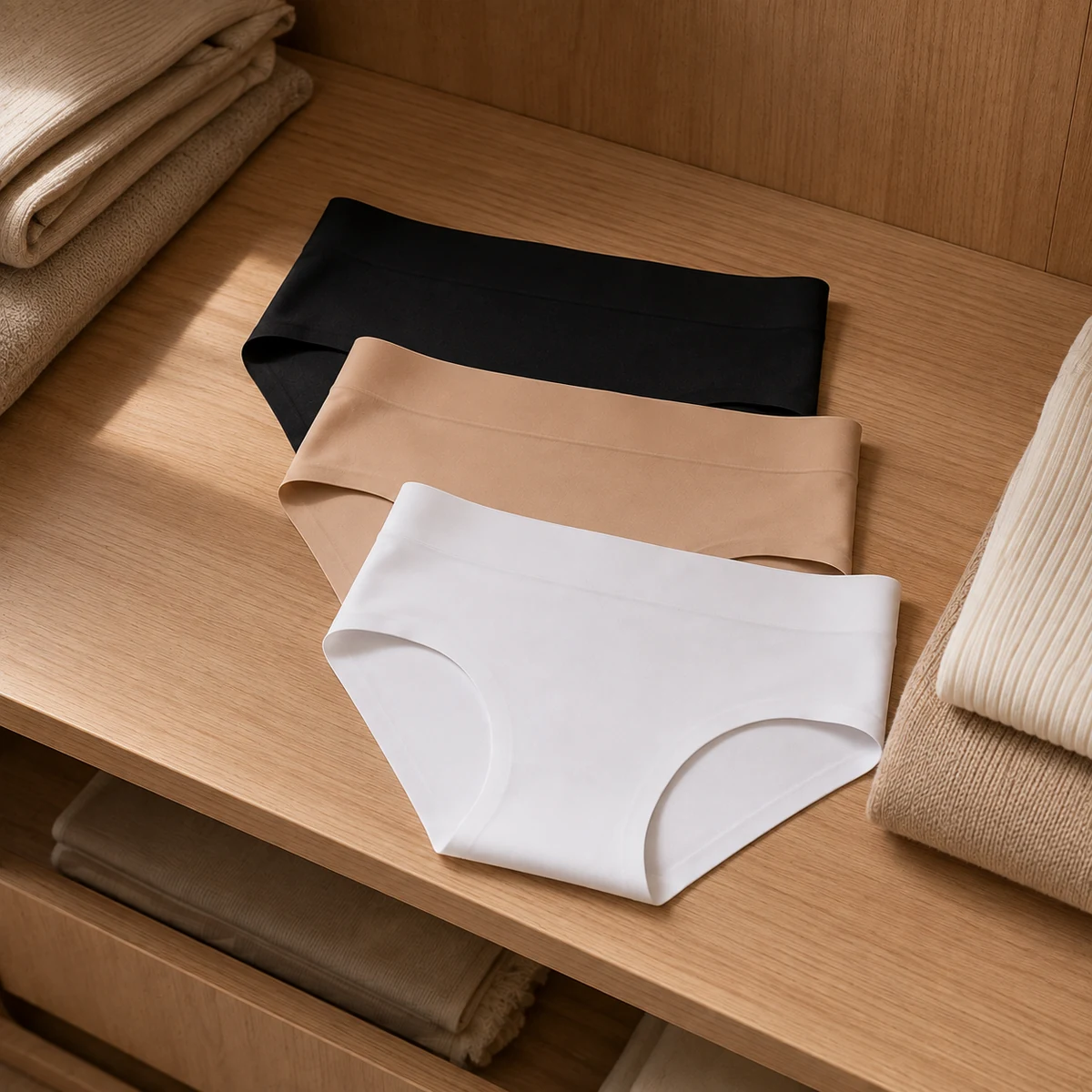 Material- und Strukturdetail für Nahtlose Damen-Slips mit mittlerer Taille