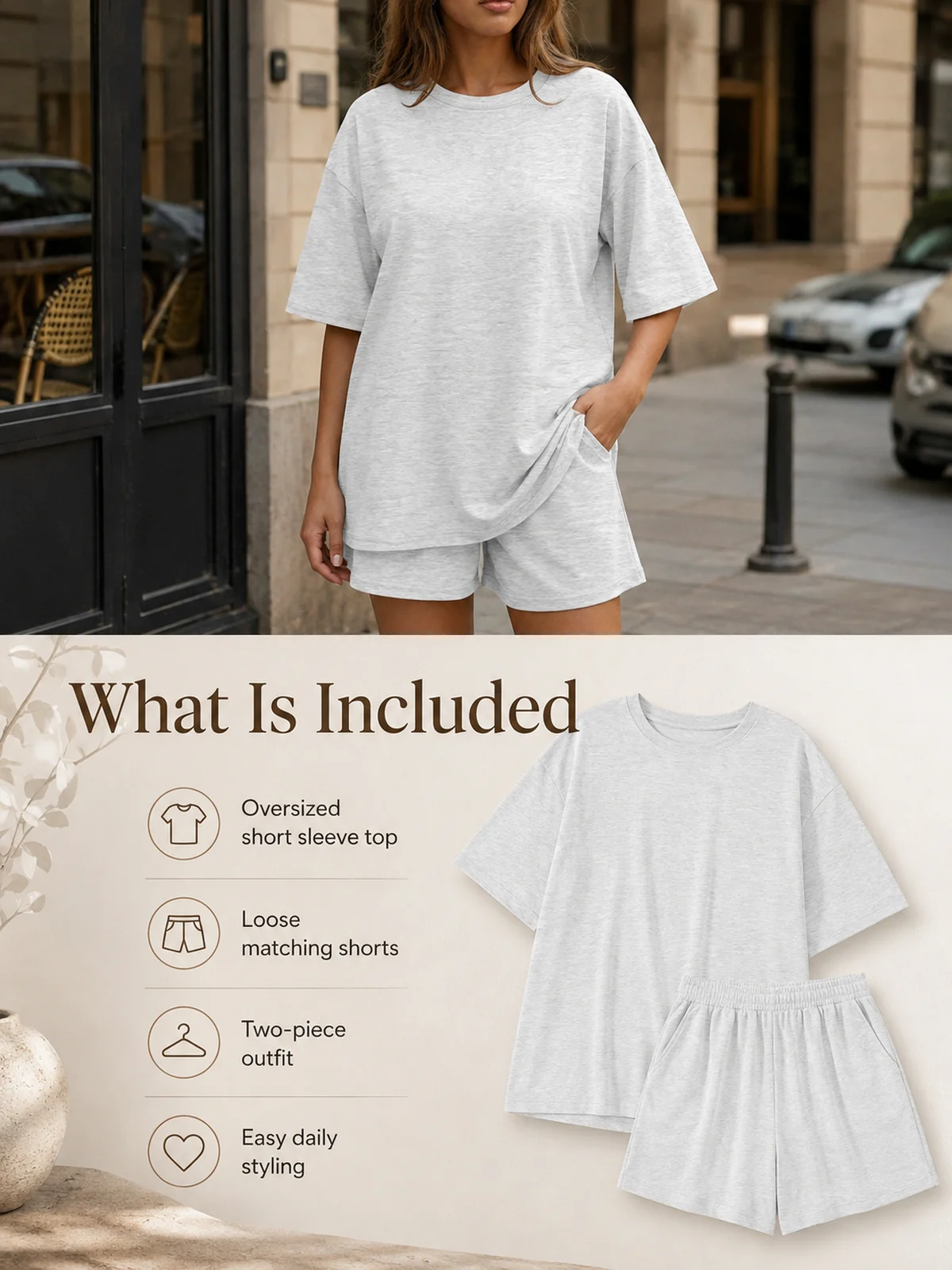 Camiseta amplia y shorts sueltos incluidos