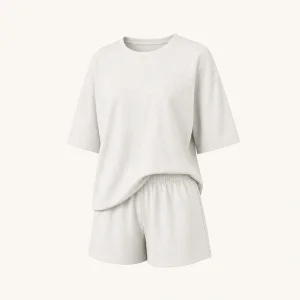 Geripptes Damen-Shorts-Set aus Strick für den Sommer