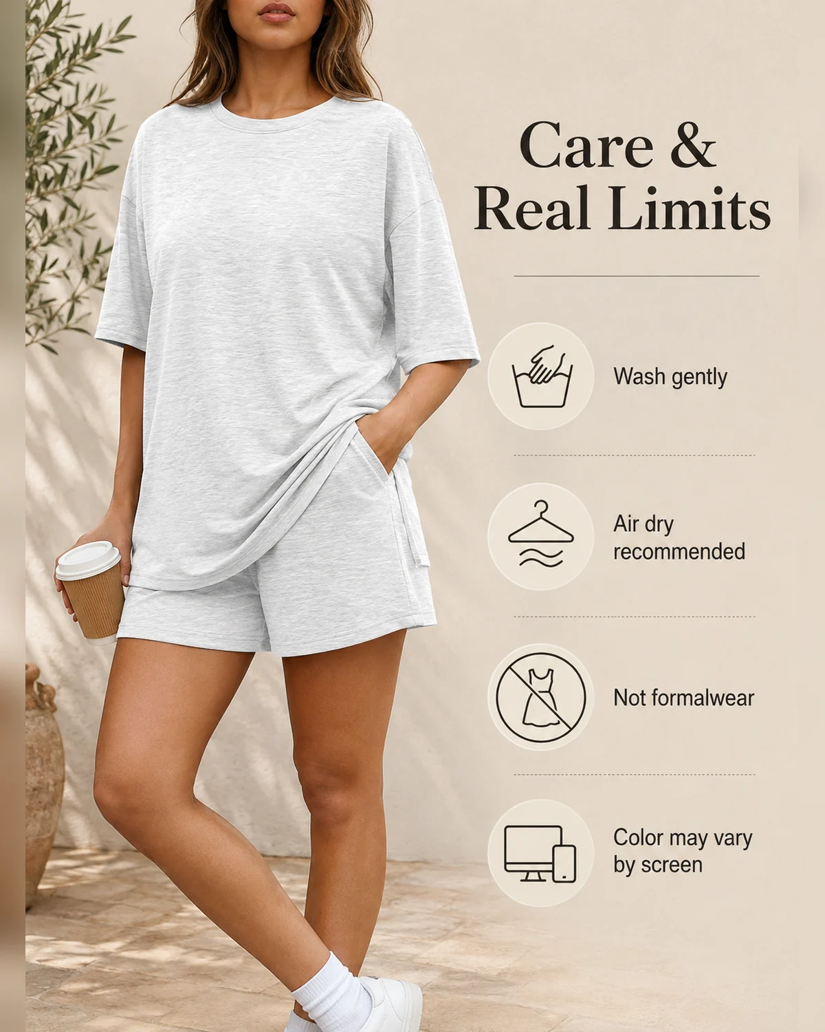 Detail image for Women's Ribbed Knit Two Piece Shorts Set for Summer