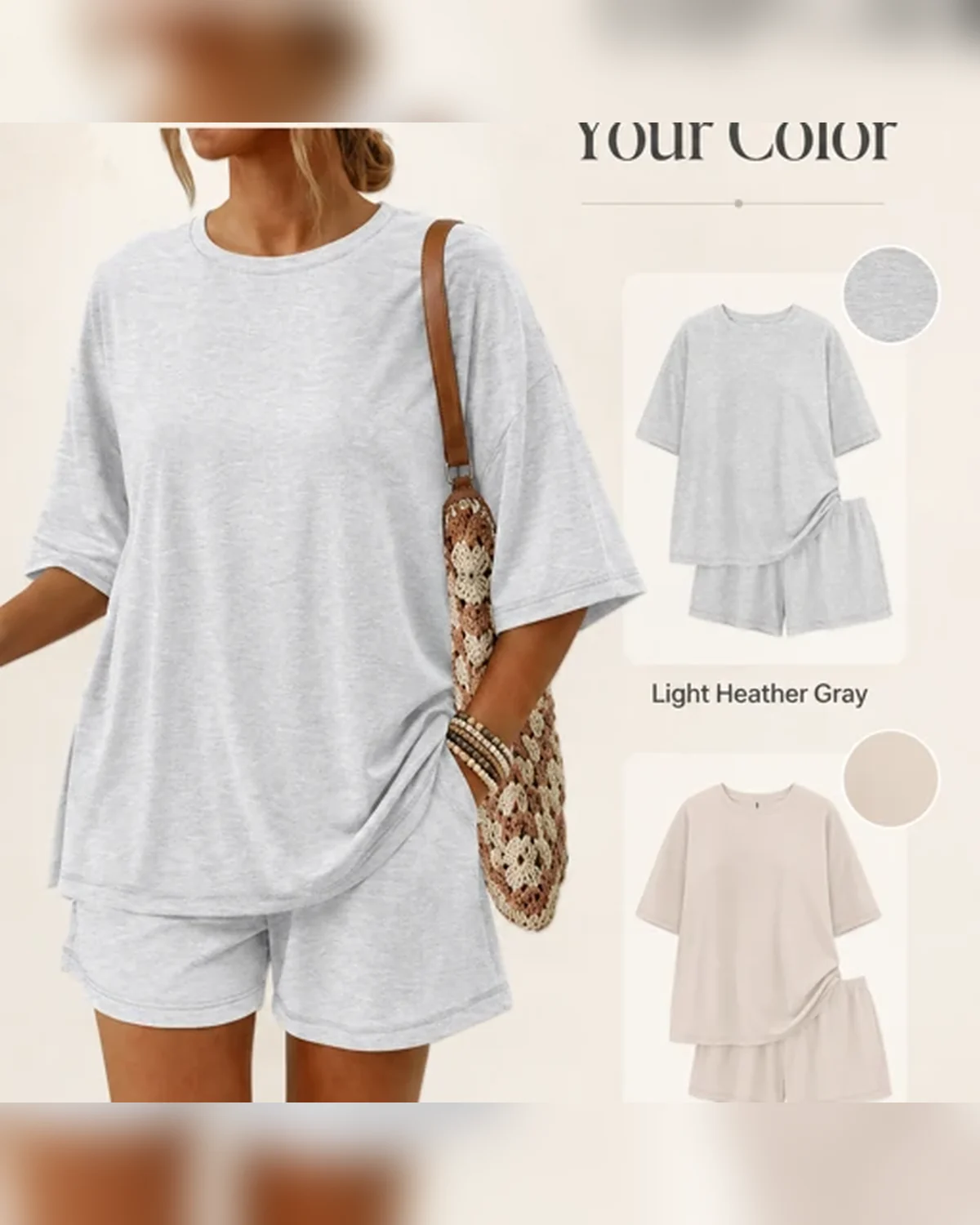Everyday use scene for Women's Ribbed Knit Two Piece Shorts Set for Summer