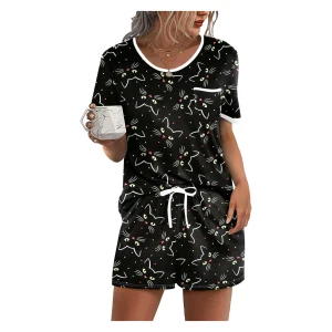 Women's Short Sleeve Pajama Set with Shorts
