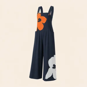 Damen Jumpsuit ohne Aermel mit weitem Bein und Taschen