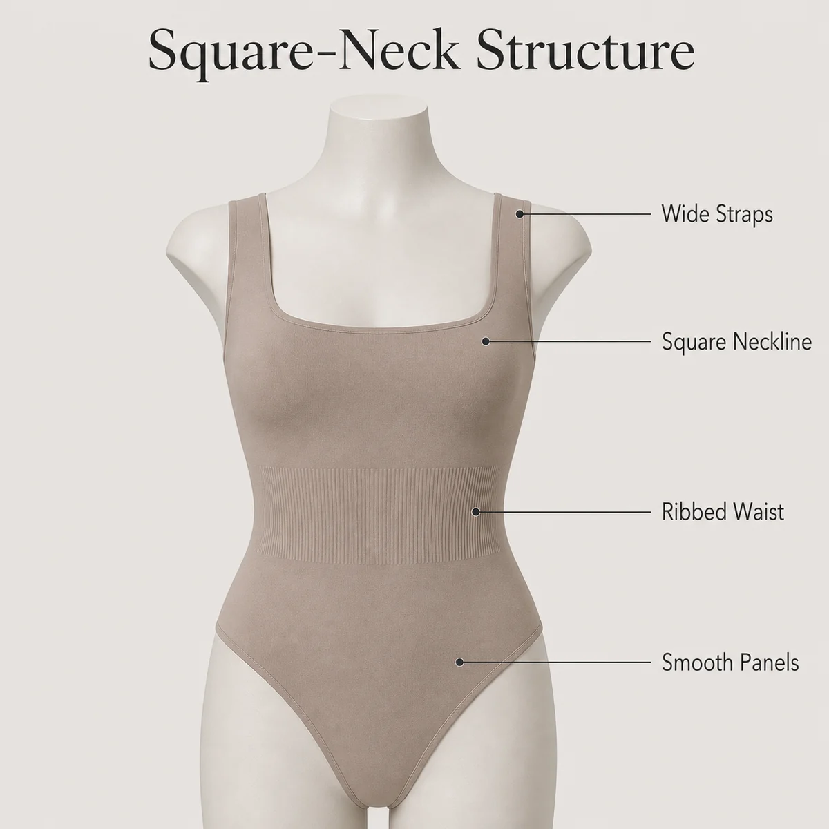 Detailbild für Damen Formbody mit eckigem Ausschnitt