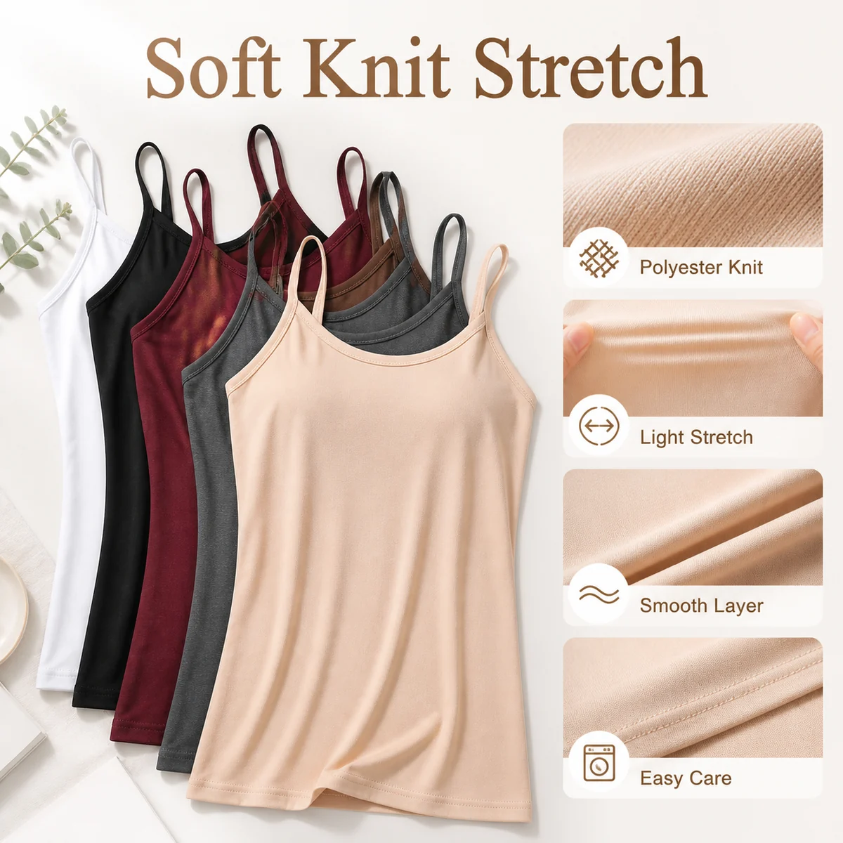 Size or use detail for Women's Stretch Spaghetti Strap Tank Top