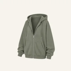 Damen Y2K Fleece Zip Hoodie für den Alltag