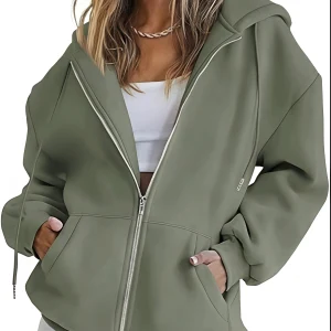 Damen Y2K Fleece Zip Hoodie für den Alltag