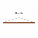Holzleiste für Poster und Hängeschnur in einer Maßzeichnung mit der Beschriftung „60 cm Rail“
