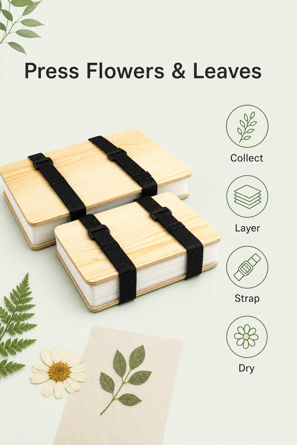 Infographie presser fleurs et feuilles pour kit de presse à plantes