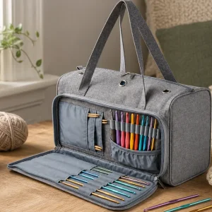 Yarn Crochet Bag with Hook Case: Project Storage and Travel Craft Guide