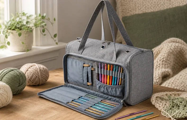Bolsa de Crochê com Estojo de Agulhas: Guia de Projeto
