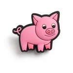 Pink pig charm showing its curled tail and raised facial details