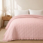 Colcha rosa matelassada com babado – Três tamanhos