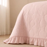 Colcha rosa matelassada com babado – Três tamanhos