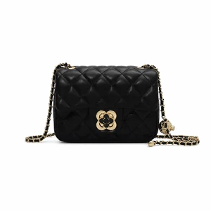 Small Quilted Chain Crossbody Bag with Clover Clasp