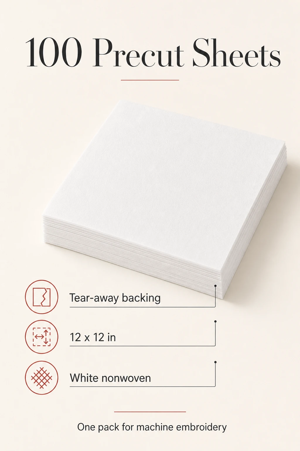 Stack of 100 white precut sheets