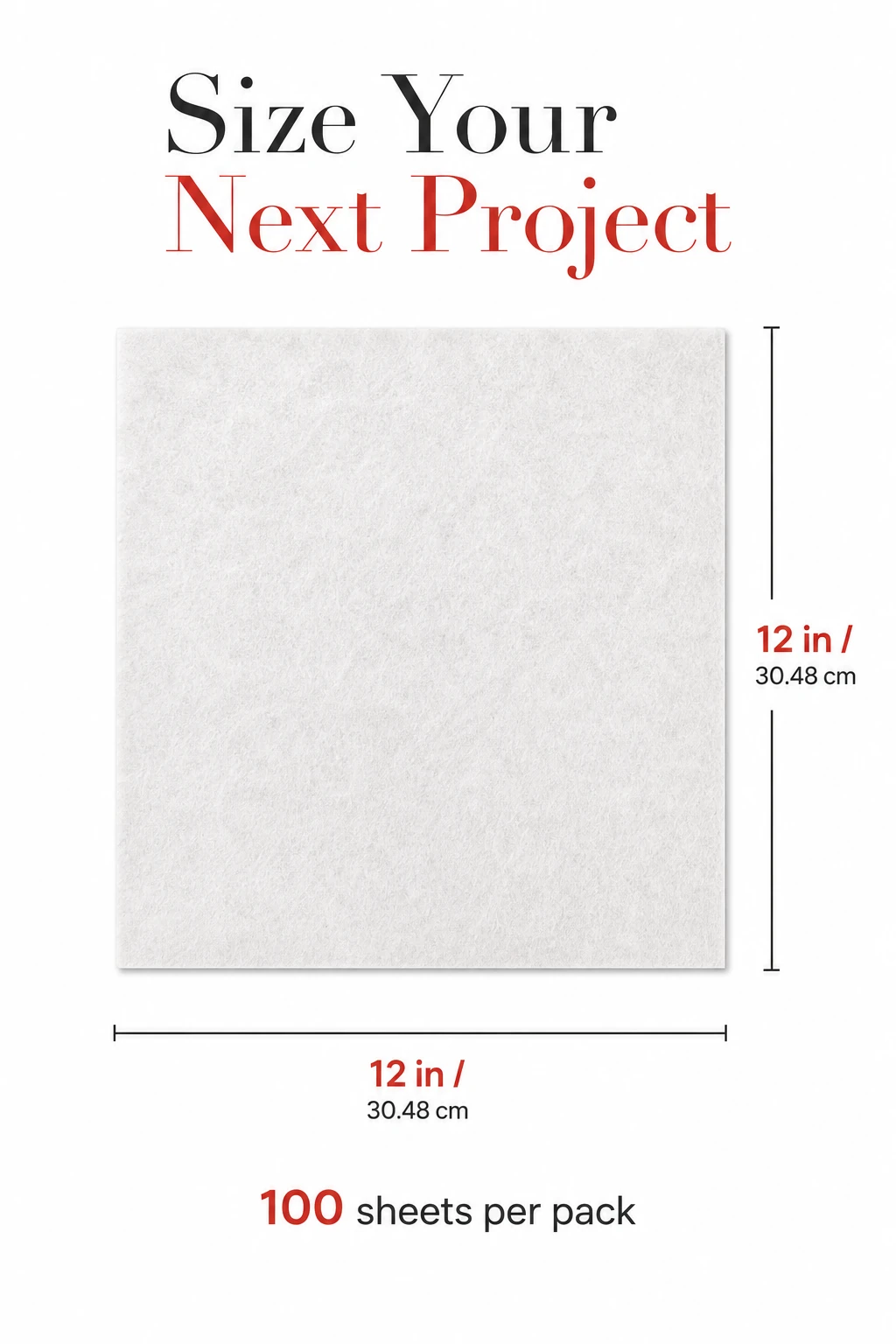 Square sheet marked 12 inches and 30.48 centimetres