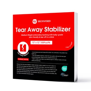 White Richword tear-away stabilizer, 12 × 12 in, 100-sheet pack