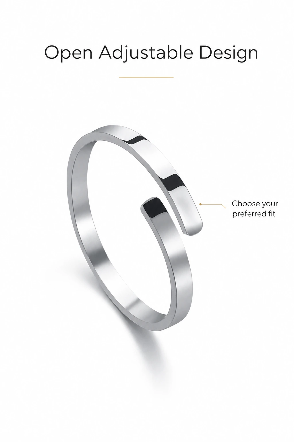 Open ring diagram showing the adjustable opening and offset ends