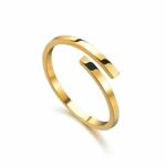 Gold-color open ring with offset blank ends on white