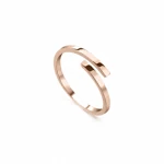 Rose-gold-color open ring showing its polished flat band