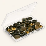Antique Brass snap parts and their clear hinged organizer box.