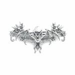 Style 05 antique silver bat and crescent hair clip on white