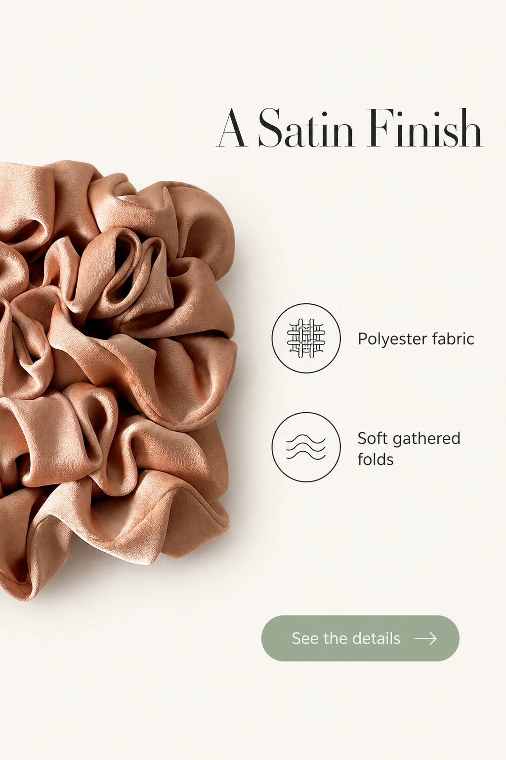 Plis et finition du satin de polyester rose