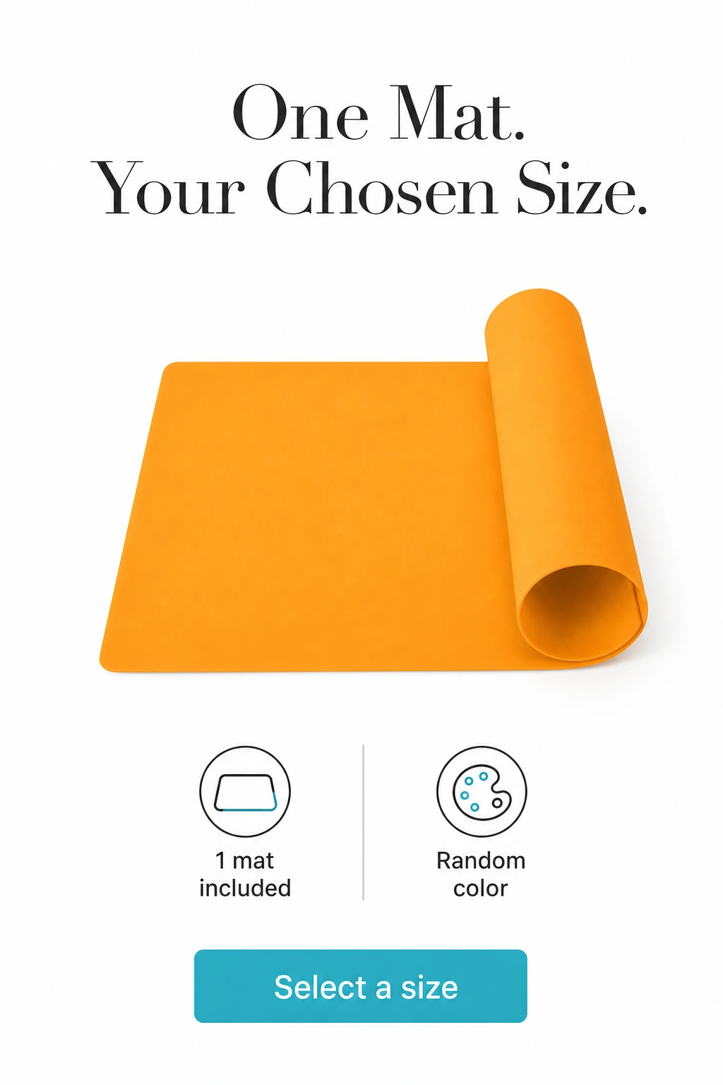 One orange silicone mat illustrating selected size and random-color delivery