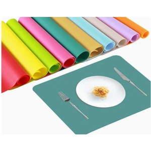 Rolled silicone mats in assorted colors and a green placemat; each unit contains one randomly colored mat
